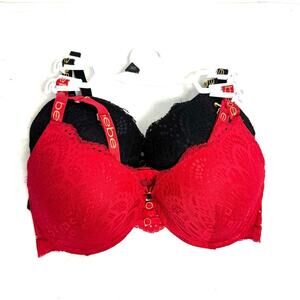 Bebe 2 Pack Red & Black Lace Gentle Lift Bras Size 36D